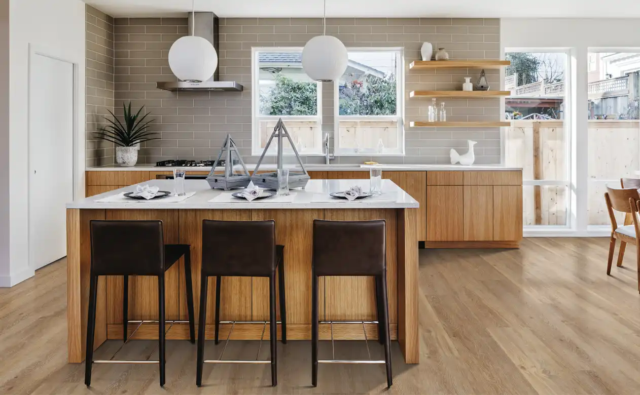 kitchen with waterproof flooring wood look floors